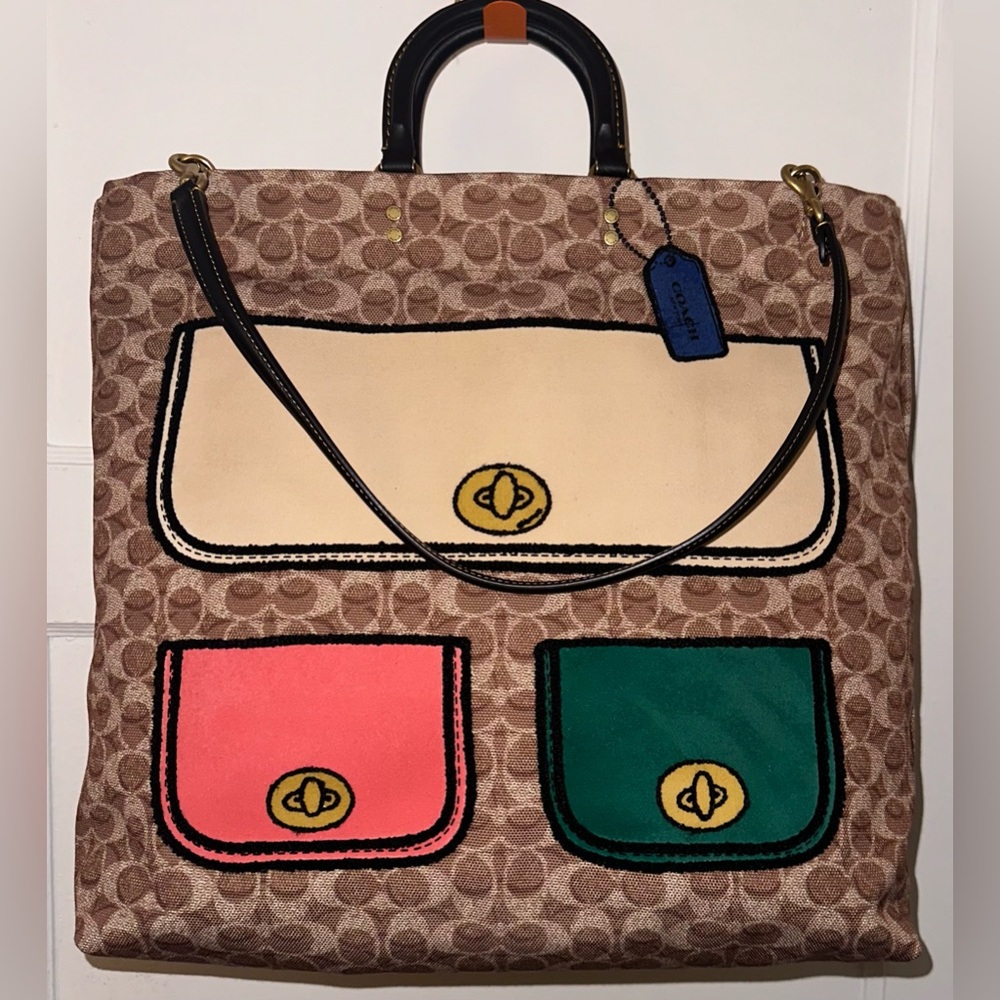 NWOT-Coach Rogue Tote Bag in Recycled Signature Canvas “Trompe L’oeil” C6173